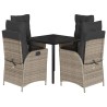 Ensemble à manger de jardin 5 pcs coussins gris résine tressée 624648624648