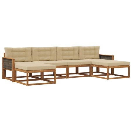 Ensemble de canapés d'extérieur 6 pcs Naturel et Beige 624650624650