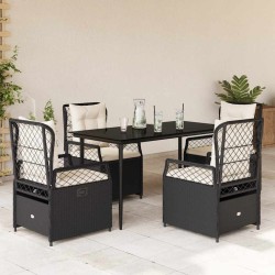 Ensemble à manger de jardin coussins 5pcs Noir Résine tressée 624652624652