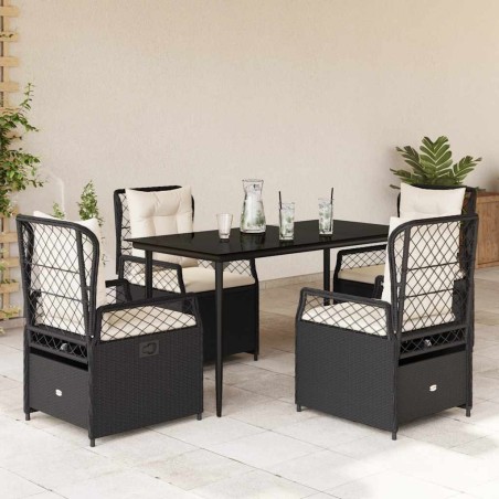Ensemble à manger de jardin coussins 5pcs Noir Résine tressée 624652624652