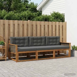 Ensemble de canapés d'extérieur 3 pcs Naturel et Anthracite 624656624656