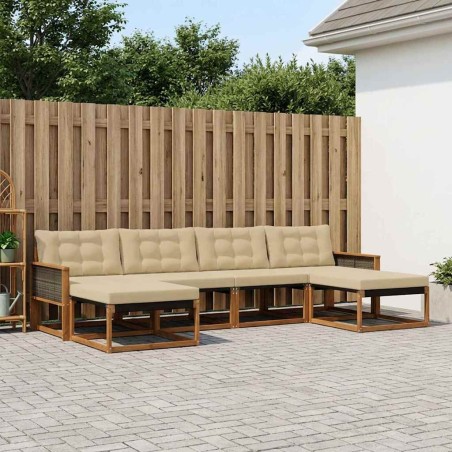 Ensemble de canapés d'extérieur 6 pcs Naturel et Beige 624657624657