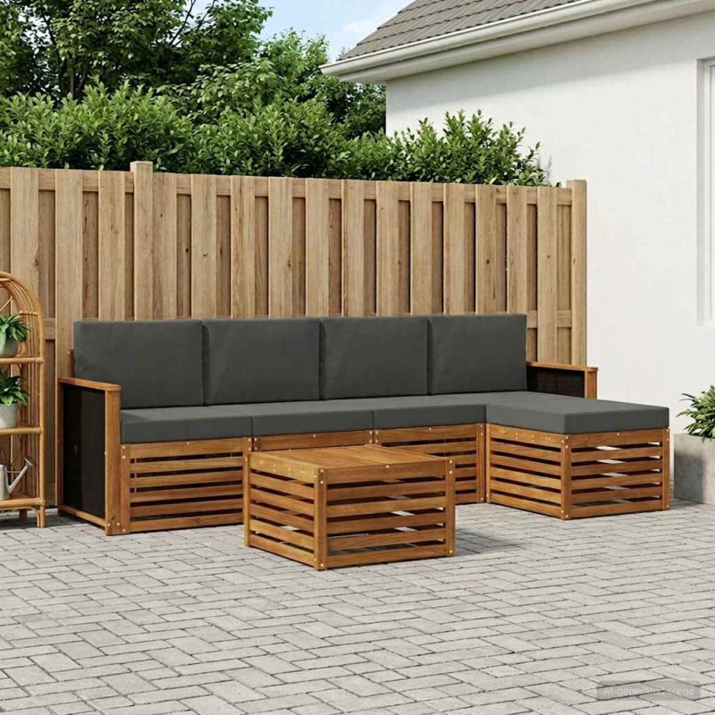 Ensemble de canapés d'extérieur 6 pcs Naturel et Anthracite 624659624659