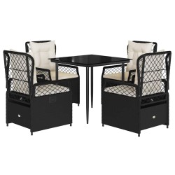 Ensemble à manger de jardin coussins 5pcs Noir Résine tressée 624665624665