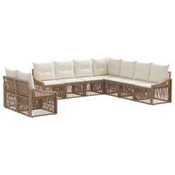 Ensemble de canapé de jardin 9 pcs Beige polyrotin 624666624666