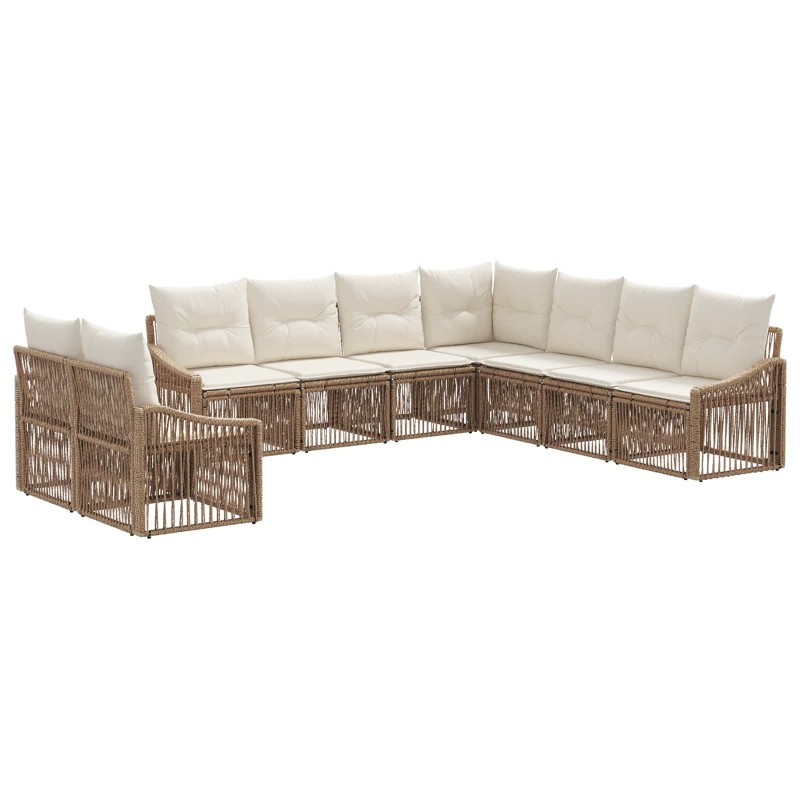 Ensemble de canapé de jardin 9 pcs Beige polyrotin 624666624666
