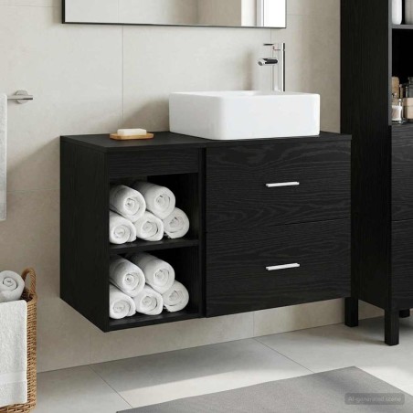 Ensemble de mobilier de salle de bain 2 pcs Chêne noir 624670624670