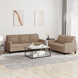 Ensemble de canapés 2 pcs avec coussins Cappuccino Similicuir 624671624671