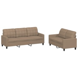 Ensemble de canapés 2 pcs avec coussins Cappuccino Similicuir 624671624671