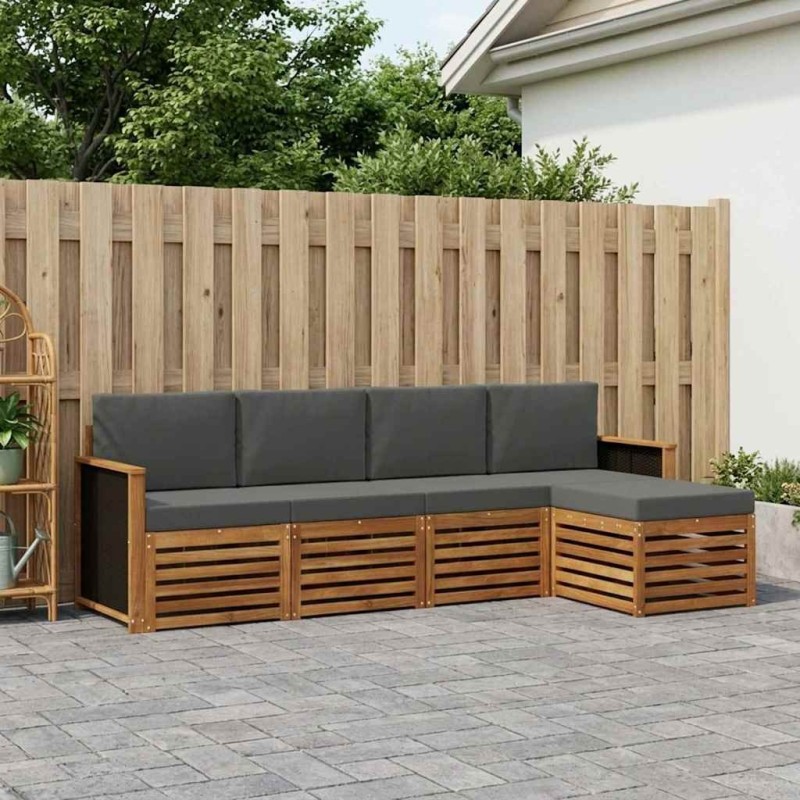 Ensemble de canapés d'extérieur 5 pcs Naturel et Anthracite 624672624672