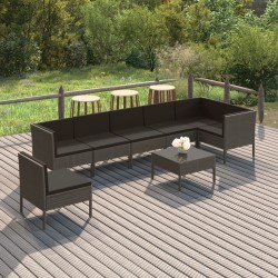 Salon de jardin 8 pcs avec coussins résine tressée gris 624674624674