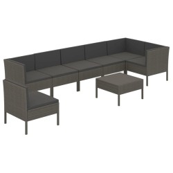 Salon de jardin 8 pcs avec coussins résine tressée gris 624674624674