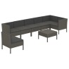 Salon de jardin 8 pcs avec coussins résine tressée gris 624674624674