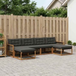 Ensemble de canapés d'extérieur 6 pcs Naturel et noir 624675624675