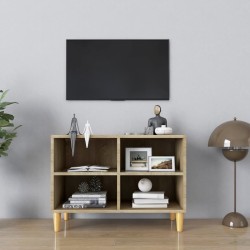 Meuble TV avec pieds en bois massif Chêne sonoma 69,5x30x50 cm 624678624678