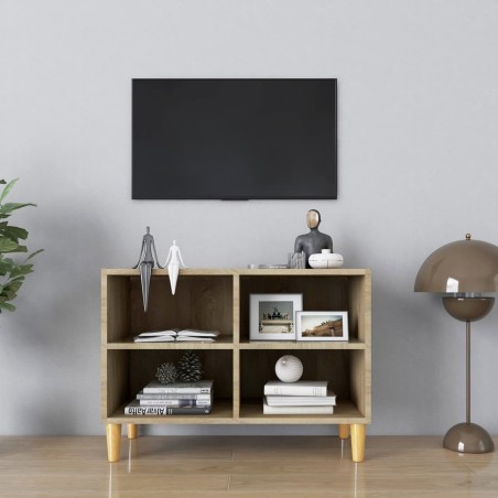 Meuble TV avec pieds en bois massif Chêne sonoma 69,5x30x50 cm 624678624678