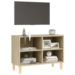 Meuble TV avec pieds en bois massif Chêne sonoma 69,5x30x50 cm 624678624678