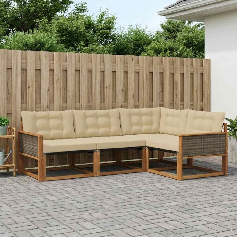 Ensemble de canapés d'extérieur 4 pcs Naturel et Beige 624686624686