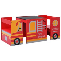 Jeu de table et chaises d'enfants 3 pcs Camion de pompiers Bois 624689624689