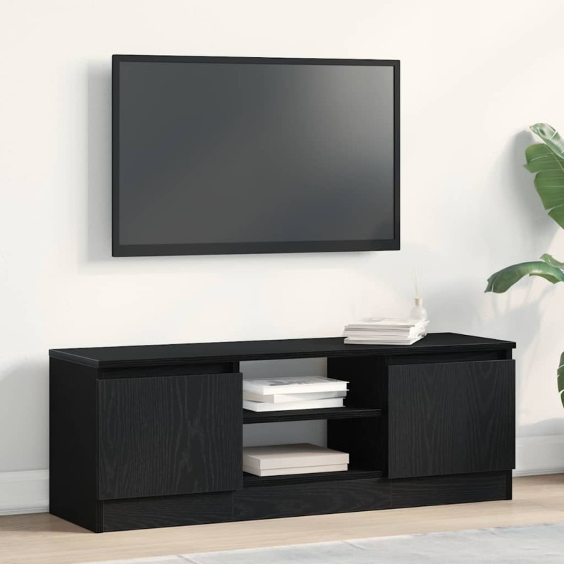 Meuble TV chêne noir 102x30x36 cm bois d'ingénierie 624693624693
