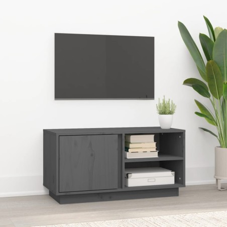 Meuble TV Gris 80x35x40,5 cm Bois de pin massif 624697624697
