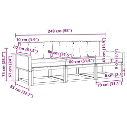 Ensemble de canapés d'extérieur 3 pcs Naturel et Crème 624698624698