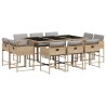 Ensemble à manger de jardin et coussins 11 pcs mélange beige 624701624701