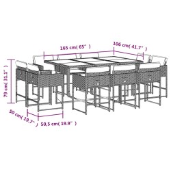 Ensemble à manger de jardin et coussins 11 pcs mélange beige 624701624701
