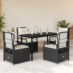 Ensemble à manger de jardin coussins 5pcs Noir Résine tressée 624702624702
