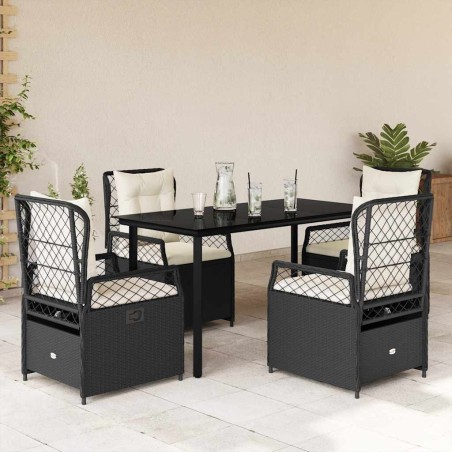 Ensemble à manger de jardin coussins 5pcs Noir Résine tressée 624702624702
