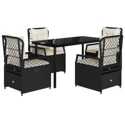 Ensemble à manger de jardin coussins 5pcs Noir Résine tressée 624702624702