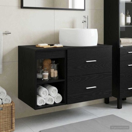Ensemble de mobilier de salle de bain 2 pcs Chêne noir 624713624713