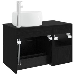 Ensemble de mobilier de salle de bain 2 pcs Chêne noir 624713624713