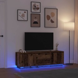 Meuble TV avec éclairage LED vieux bois 160,5x41x50 cm 624719624719