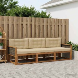 Ensemble de canapés d'extérieur 3 pcs Naturel et Beige 624721624721