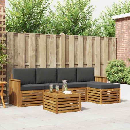 Ensemble de canapés d'extérieur 6 pcs Naturel et Anthracite 624722624722