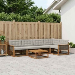 Ensemble de canapés d'extérieur 6 pcs Naturel et gris clair 624723624723