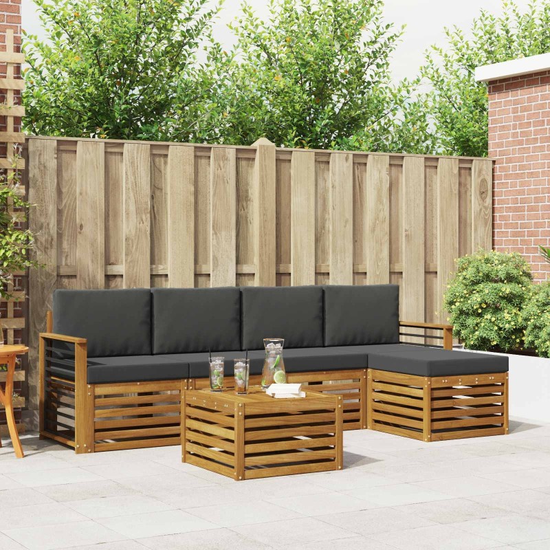 Ensemble de canapés d'extérieur 6 pcs Naturel et Anthracite 624724624724