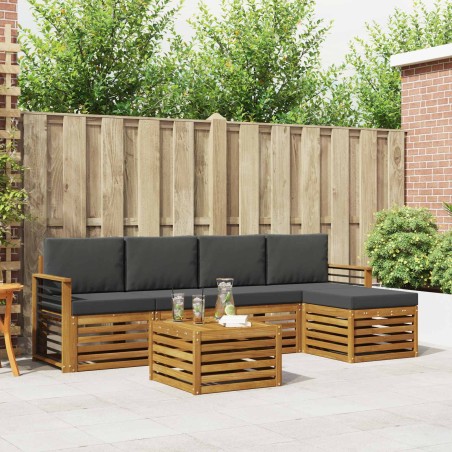 Ensemble de canapés d'extérieur 6 pcs Naturel et Anthracite 624724624724