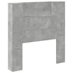 Tête de lit de rangement avec LED Gris béton Bois d'ingénierie 624728624728