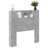 Tête de lit de rangement avec LED Gris béton Bois d'ingénierie 624728624728