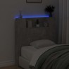 Tête de lit de rangement avec LED Gris béton Bois d'ingénierie 624728624728