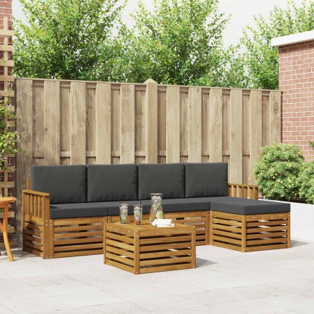 Ensemble de canapés d'extérieur 6 pcs Naturel et Anthracite 624729624729
