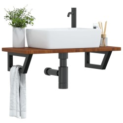 Étagère de vasque murale acier et bois de chêne massif 624730624730