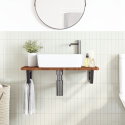 Étagère de vasque murale acier et bois de chêne massif 624730624730