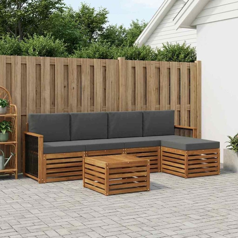 Ensemble de canapés d'extérieur 6 pcs Naturel et Anthracite 624731624731