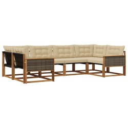 Ensemble de canapés d'extérieur 6 pcs Naturel et Beige 624733624733