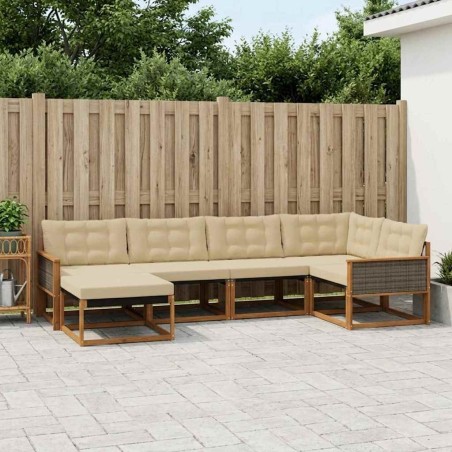 Ensemble de canapés d'extérieur 6 pcs Naturel et Beige 624737624737
