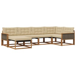 Ensemble de canapés d'extérieur 6 pcs Naturel et Beige 624737624737