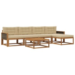 Ensemble de canapés d'extérieur 6 pcs Naturel et Beige 624741624741